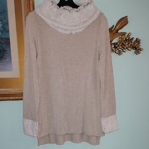 Cato Cozy Tunic Top With Fur Trim Women's Size M